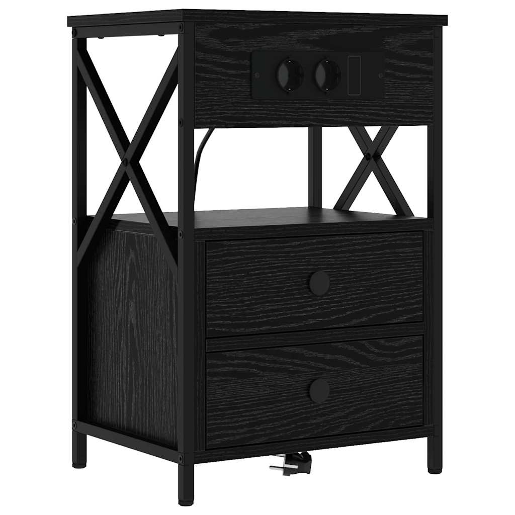 Bedside Cabinet 2 pcs Black oak 40 x 31 x 60 cm Engineered wood